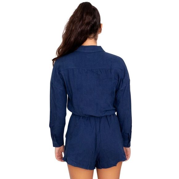 Gentle Fawn Linen Blend Nevada Summertime Ocean Waters Short Romper Size Small - Picture 2 of 13